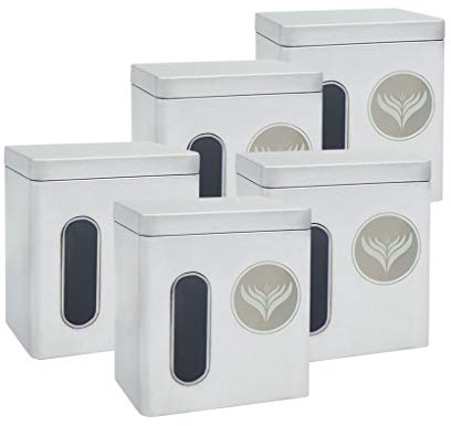 Azafran Gewürzdose, Vorratsdose, Teedose aus Metall rechteckig, luftdicht 5 Stk - 95 x 73 x 104 mm