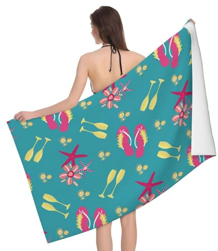 Novastar Schnell trocknendes Strandtuch – Flip-Flop Seesternmuscheln, Mikrofaser-Handtücher für den Körper, weiche Badetücher für Badezimmer, personalisierte Strandtücher, sanddicht, saugfähige