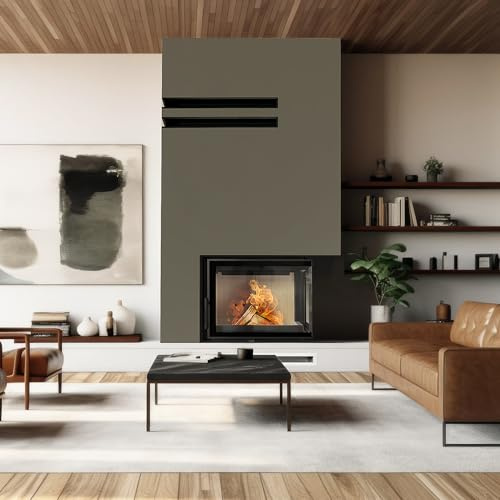KRATKI Kamineinsatz aus Stahl Floki 8kW Eck rechts Ø160 BImSchV 2 EEK A | Kamineinsatz aus Stahl, schwarz, 79,7% Wirkungsgrad, raumluftunabhängig, Ecodesign, Glasfront, Aschekasten
