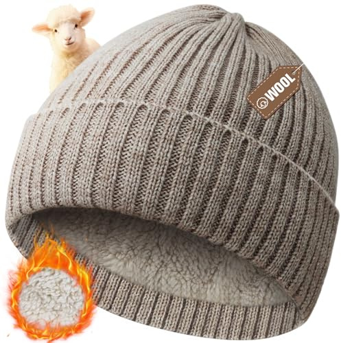 Migliore Wear ullmössa barn, varm beanie mössa barn med fleecefoder barn vintermössa, mjuk och tjock stickad mössa för flickor och pojkar