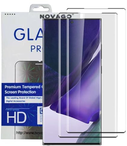 NOVAGO compatible avec Samsung Galaxy Note 20 Ultra/Galaxy Note 20 Ultra 5G - pack de 2 Films protection écran verre trempé résistant 3D incurvé couvre tout écran