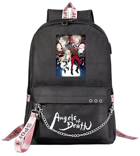Charous Anime Game Angels of Death Oxford Cloth Waterproof Backpack School College Bag for Manga Zack Ray Fans Cosplay, schwarz 1, One size