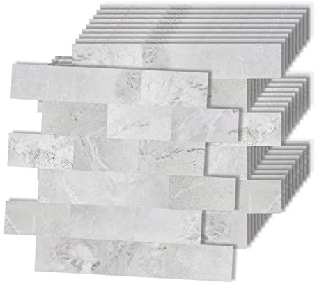 XMTECH 10 Stück Fliesenaufkleber 34 x 29 cm, Badezimmer Fliesenfolie Fliesensticker für Bad Küche, Selbstklebend Wandfliesen, PVC Metro Fliesen Selbstklebend Fliesendekor Geprägte Textur F