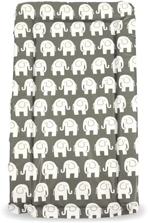 My Babiie Changing Mat - Padded, Waterproof, Raised Edges, Easy Wipe Clean, Baby Nappy Change Mat - Grey Elephants