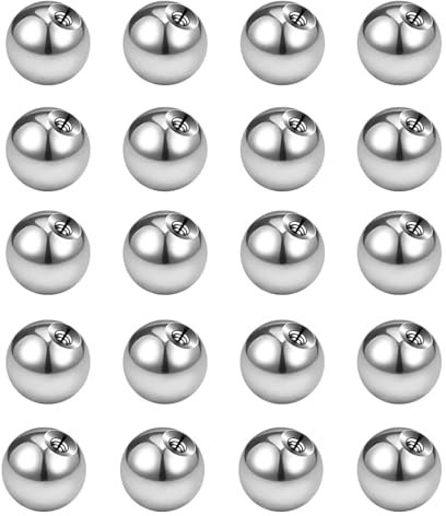 Eophmi Belly Bar Balls, 20pcs Stainless Steel Replacement Balls, Industrial Piercing Jewellery for Tongue, Eyebrow, Lip, Belly Button Piercing (16G 5mm)