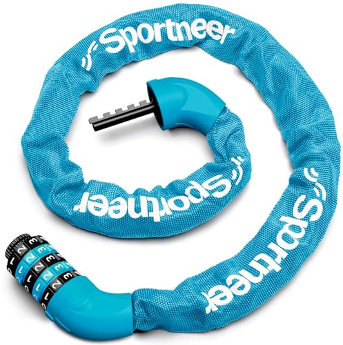 Sportneer Bike Chain Lock - 5-Digit Resettable Combination Anti-Theft Lock for Bicycle, Motorcycle, Scooter, Door