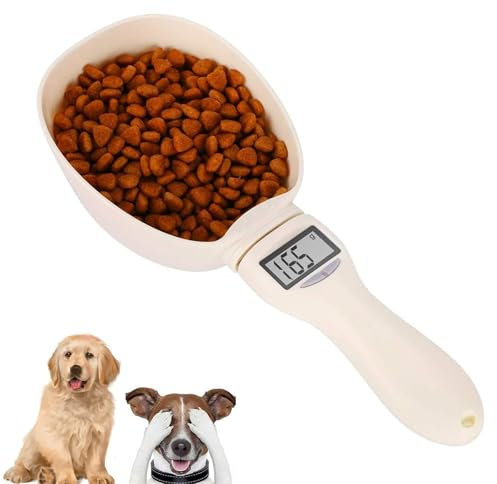 YREYBN 1PCS Pet Food Measuring Cup Grams, Pet Food Scale Cup with LED Display for Dog Cat, Kitchen Digital Food Measuring Spoon, Portable Feeding Bowls for Measuring Pets Food(white)