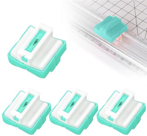 4 Stück Papierschneider Ersatzklingen mit Sicherheitssicherung Design, Blades Papierschneider, Papierschneiderklingen Surecut Plus mit Sicherheitsdesign Hochprofil-Tripletrack-Titan, Grün