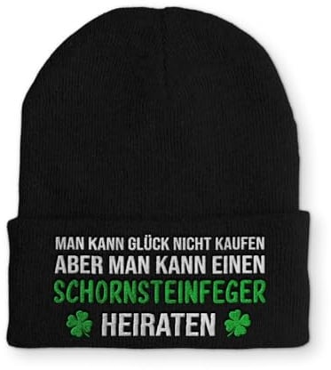 tshirtladen Lustige Mütze Beanie mit Spruch Glück Nicht kaufen Schornsteinfeger heiraten Wintermütze