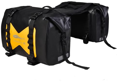 AFISHTOUR wasserdichte Motorrad-Satteltasche – 30L Reisegepäcktasche für Motorradreisen – Motorrad-Seitentasche – Abnehmbare Tasche (Gelb, 2er-Pack)