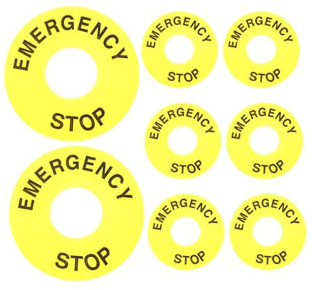 Générique 8 Pièces 22 Mm Jaune Bouton D'arrêt D'urgence Anneau D'avertissement Panneau D'arrêt D'urgence Pour Interrupteur À Bouton-poussoir Autocollant D'avertissement De Sécurité