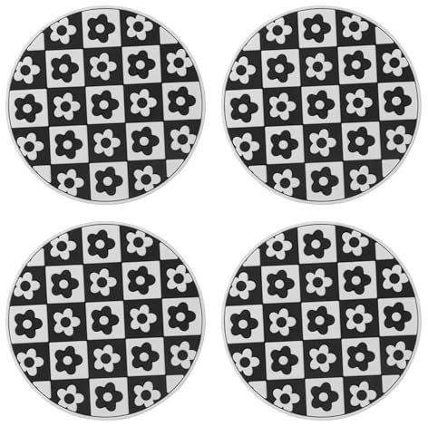 4PCS Car Coasters Flower Pattern Auto Cup Holder Insert Coasters Universal Non-slip Car Cup Mats 7.2cm Automotive Interior Accessories for Most Cars