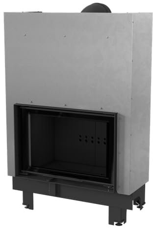 Kamineinsatz aus Stahl MBO 15 kW Ø 200 mit Schiebetür schwarz Verkleidung