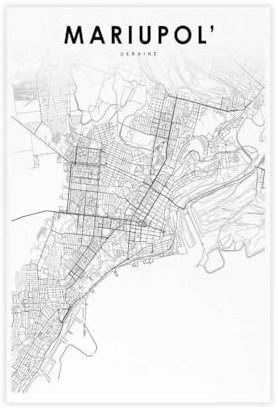 QOGDAF Mariupol Ukraine-Karte auf Leinwand, Poster, Schlafzimmer, Dekoration, Landschaft, Büro, Raumdekoration, Geschenk, 30 x 45 cm