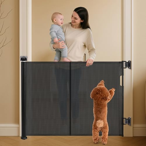 Treppenschutzgitter Ausziehbar für Babys, ausziehbar bis zu 150 cm breites Netz, Treppenschutzgitter Ausziehbar, einziehbare Haustiergitter für Treppen, Türen, Flure, drinnen und draußen