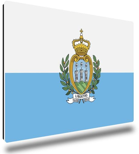 TRIOSK Kühlschrankmagnete Länderflaggen Magnet Flagge San Marino Länder Reise Souvenir Geschenk für Reiselustige Frauen Männer Weltenbummler Kühlschrank stark eckig groß 85x55 mm