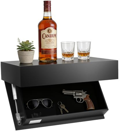Wandregal Schwebend, Schweberegal mit Schublade Wall Shelf Floating Shelves Regal Bretter Wandregal mit Aufbewahrungsbox, Regale Wand Bücherregal Schweberegal für Küche Wohnzimmer Arbeitszimmer