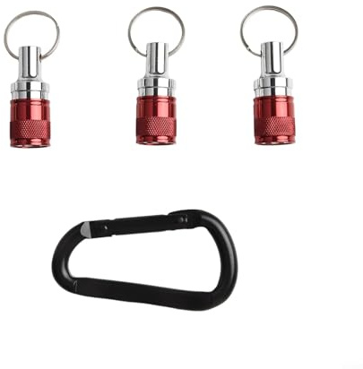 3pcs Non Slip Drill Bit Holder Key Chain with Carabiner Fits SDS Shank Power Tools Secure and Easy Bit Storage for Nut Driver Accessories (Red)