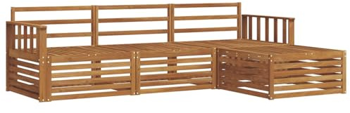 vidaXL Outdoor-Sofagarnitur 4 pcs Natur Massivholz Akazie, Gartenlounge-Set, modernes Ecksofa für draußen, langlebige Möbel für Bequeme Terrassenplätze