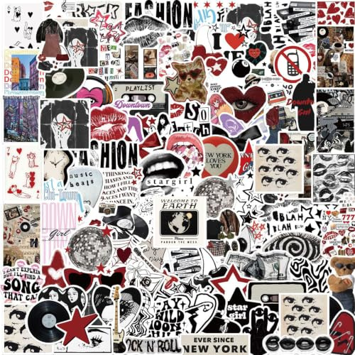 100Pcs Y2K Downtown Girls Stickers Pack - Vinyl Aesthetic Waterproof Decals für Wasserflaschen, Laptops, Skateboards - Trendy Stickers for Teenager und Erwachsene (Downtown Girl Aufkleber)