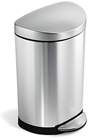 simplehuman CW1833 10 Liter, halbrunder Treteimer, kleiner Mülleimer Bad Badezimmer Büro Schlafzimmer, gebürsteter Stahl, 10 Jahre Garantie