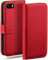 MoEx Flip Case for iPhone 5s / 5 / SE (2016), Mobile Phone Case with Card Slot, 360-Degree Flip Case, Book Cover, Vegan Leather, Blazing-Red