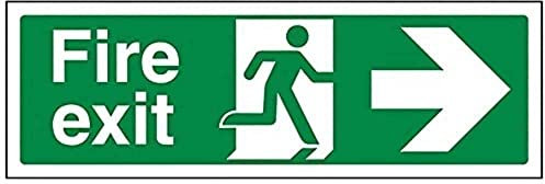 vsafety 14004 ax-s Fire Exit Flèche droite signe, autocollant en vinyle, paysage, 300 mm x 100 mm, vert