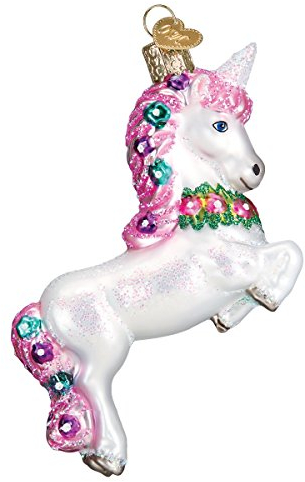 Old World Christmas Adorno de Cristal soplado Unicornio Bailando