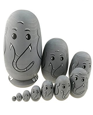 10 Stück Tier Thema Elefant Stapelspielzeug Osterei Nesting Doll Handmade Holzspielzeug für Kinder Ostergeschenk
