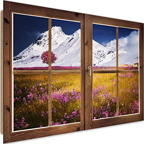 Imagen Foto Ventana Falsa Mural Arte Decorativo Flor Montes Multi 60x40 cm