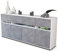 Stil.Zeit Sideboard Flora, Korpus Weiss matt, Front Industrie-Design Beton (180x79x35cm) Push-to-Open Technik & Leichtlaufschienen