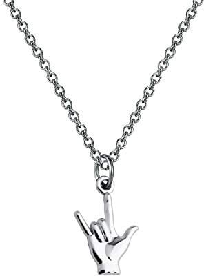 FUSTMW I Love You Hand Sign Language Charm Keychain ASL Jewelry Deaf Awareness Gifts There is a Crack in Everything That is How The Light gets in Language Interpreter Gift, Asl Necklace, Medium