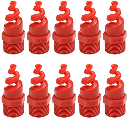 Boquilla atomizada MroMax 1/4BSPF con rosca macho PP en espiral, 10 unidades, color rojo