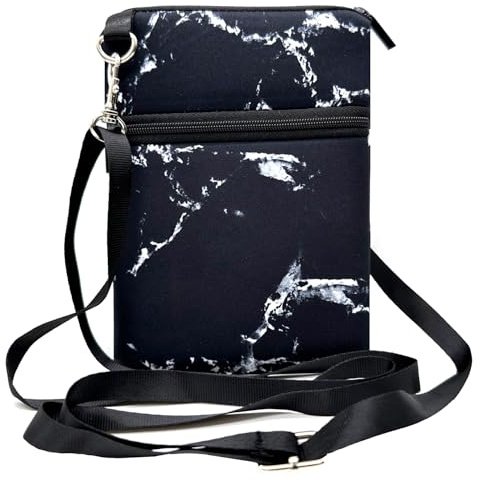 KOSTOO Handy-Tasche 鈥� kleine s眉脽e Frauen Crossbody Handy b枚rse b枚rse Tasche mit Schultergurt f眉r iPhone X/XR / 8/8 Plus / 7/7 Plus und Samsung, Wei脽 - Schwarz - Gr枚脽e: Small