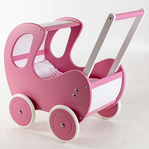 HolzFee Lauflernwagen Puppenwagen Holz Farbauswahl (Rosa)