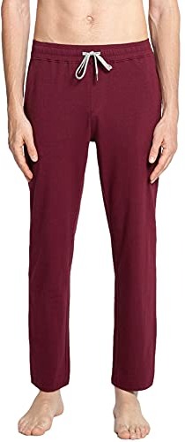 MaaMgic Herren Leichte Yogahose Jogginghose Baumwolle atmungsaktiv Trainingshose, Weinrot, XL