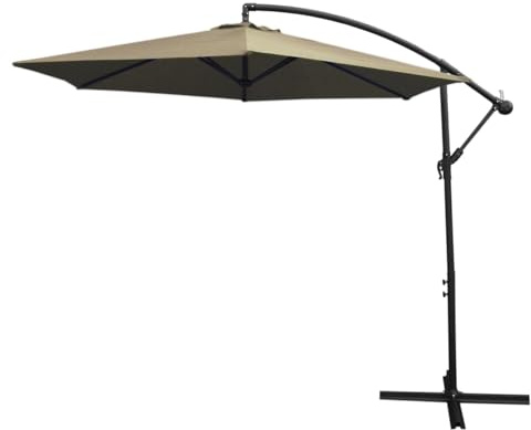3m freitragender Sonnenschirm Freischwinger Gartenschirm mit Kippfunktion und Hülle im Set Beige