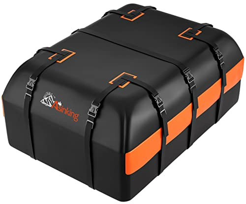 Car Rooftop Cargo Carrier Bag, 21 Cubic Feet 100% Waterproof Heavy Duty 840D Car Roof Bag for All Vehicle with/Without Racks - Anti-Slip Mat, 6 Door Hooks, Storage Bags, 2 Extra Straps, Luggage Lock