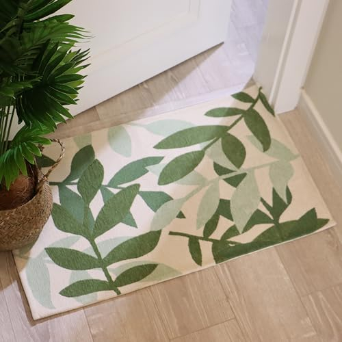 Heavy Duty Non-Slip Indoor Mat,Durable Absorbent Door Mats Entrance Rug,Machine Washable Dirt Trapper Door Mat for Entrance,Kitchen,bathroom,living room,Front Back Door(60x90cm,Green beige)