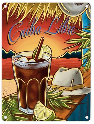 Cuba Libre Metallschild in 15x20 cm - The Cocktail Series - Retro Drink Motiv schönes Vintage Dekoschild für die Hausbar oder dein Restaurant eine stilvolle Art etwas Farbe an die