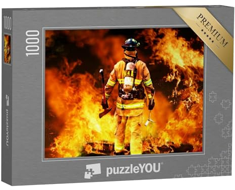 puzzleYOU: Puzzle 1000 Teile „Feuerwehrmann im Feuer“ – aus der Puzzle-Kollektion Feuerwehr