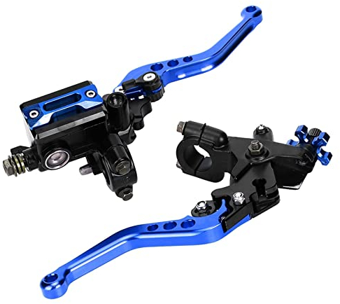 RUIRUIY Palancas de embrague de Freno de Motocicleta universales 7/8in, Juego de manijas de palancas de embrague de bomba superior de freno ajustable hidráulicamente (azul)