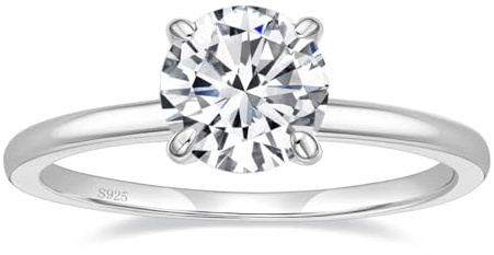 EAMTI 1.5CT 925 Sterling Silver Engagement Rings Round Cut Solitaire Cubic Zirconia CZ Wedding Promise Rings for Her Wedding Bands for Women Size 6