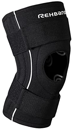 Rehband UD Knie-Orthese mit Patellaöffnung, stabilisierende Patella Kniebandage aus 5mm SBR/Neopren, anatomisch geformte Patellasehnen-Bandage für Damen & Herren, Farbe:Schwarz, Größe:XL