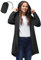 33,000ft Women's Rain Jacket Lightweight Hooded Long Rain Coat Waterproof Jacket Ladies Packable Functional Jacket Windbreaker Breathable Active Outdoor Coats Black XL/16
