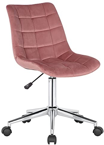 CLP Bürostuhl Medford Samt I Drehstuhl Für Home-Office I Schreibtischstuhl Höhenverstellbar Mit Drehfunktion, Metallgestell Und Rollen, Farbe:pink