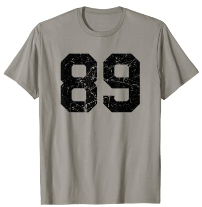 Nummer #89 Sport Black Distressed Uni-Nummer T-Shirt