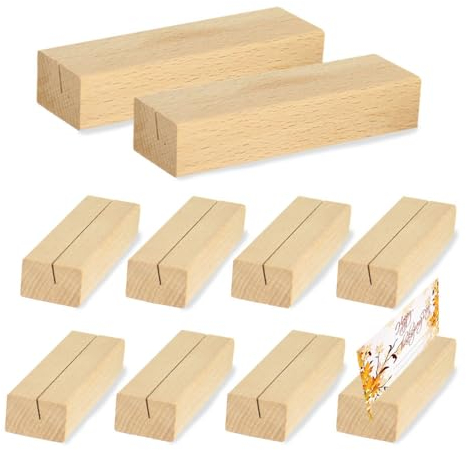 Kaizuca 10 Stück Tischkartenhalter aus Natürlichem Holz, Fotohalter, , Namensmarken-Fotohalter, Hochwertiger Holzständer für Tischplatte,Geeignet für Restaurants, Hochzeiten, Feiern usw.