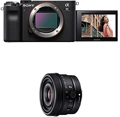 Sony Alpha 7C Spiegellose E-Mount Vollformat-Digitalkamera ILCE-7C (24,2 MP, 7,5cm (3 Zoll) Touch-Display, Echtzeit-AF) Body - schwarz + Objektiv 24mm f2.8