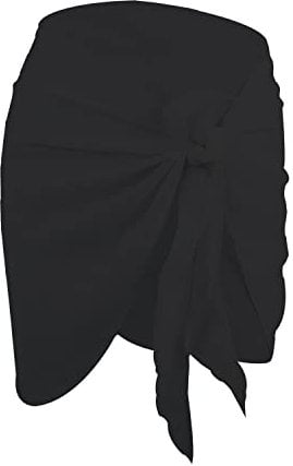 ALLY-MAGIC Beach Wrap Sarong Sexy Chiffon Bikini Cover Up Swimsuit Wrap Dress Skirt for Women Holiday Beach Wear Cover Y2-XFSTQ (Dark Black)